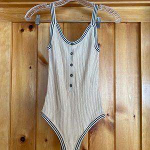 sessun biege body suit knit tank top